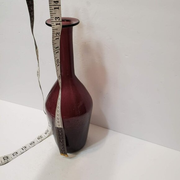 Pilgrim Glass Hand Blown Bottle Decanter, 13" Crackle Art Amethyst Purple MCM - Picture 7 of 10